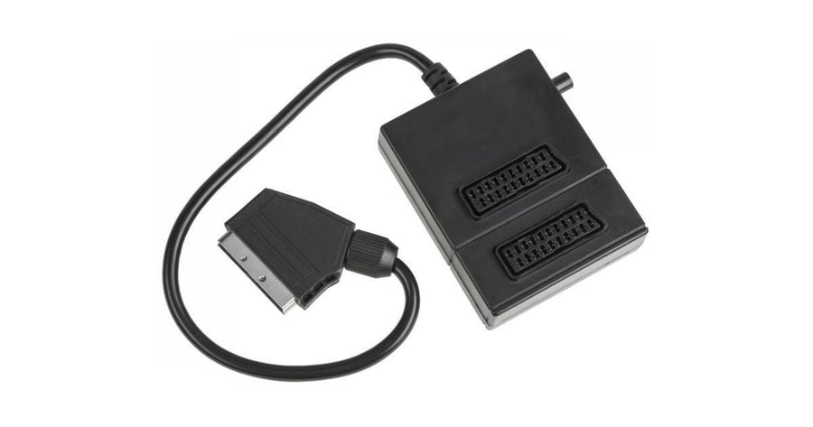 Répartiteur AV SCART avec 1 fiche mâle et 2 prises femelles
